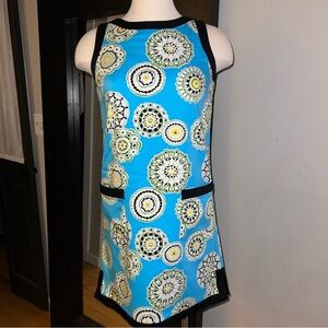 Maggy London Blue and Black Kaleidoscope Circle Patterned Dress - Size 4
